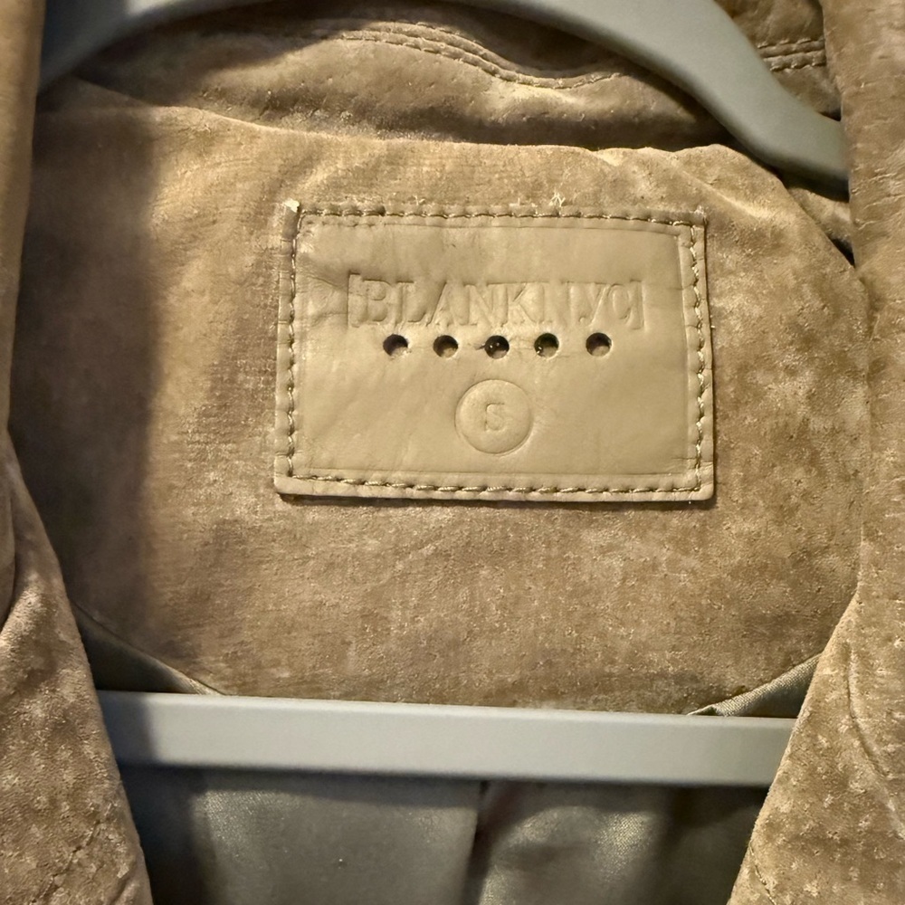 BLANKNYC Suede Leather Green Moto Jacket with Fringe, Size S - Picture 4 of 5